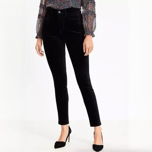 {LOFT} "Velvet Skinny Pant" Black High Rise Cigarette Leg Holiday Party Pants